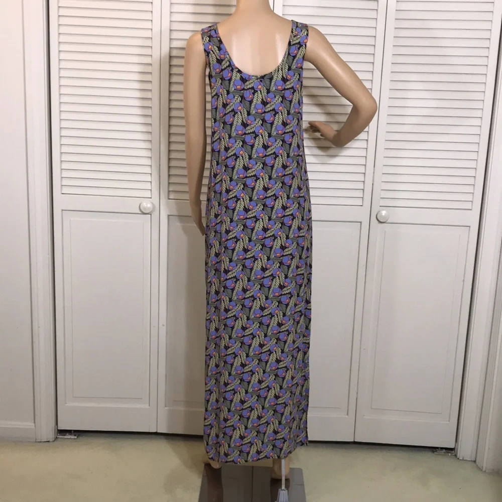 Flax Sleeveless Maxi Dress in Purple and Green Floral Print - Picture 9 of 13